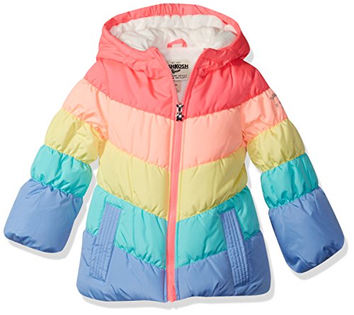 OshKosh B'Gosh Girls' Toddler Perfect Colorblocked Heavyweight Jacket Coat, Rainbow, 2T