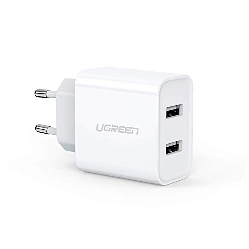 UGREEN Cargador USB de Red con Doble USB 5V 3.1A Cargador Rápido Móvil 5V 2.4A para iPhone, Samsung, Xiaomi, Huawei, HTC, Google, LG, Nokia, iPad, Tablet y Auriculares TWS Bluetooth - Blanco UGREEN Cargador USB de Red con Doble USB 5V 3.1A Cargador Rápido Móvil 5V 2.4A para iPhone, Samsung, Xiaomi, Huawei, HTC, Google, LG, Nokia, iPad, Tablet y Auriculares TWS Bluetooth - Blanco