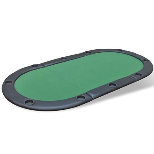 vidaXL Tablero de póker Plegable para 10 Jugadores de Color Verde Material MDF