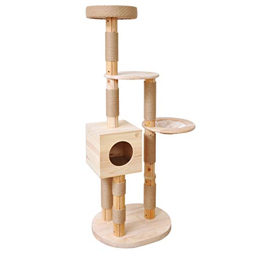 VOSS.PET Rascador para Gatos Árbol para Gatos Simba, Madera de Pino rústico, Altura 1,63m