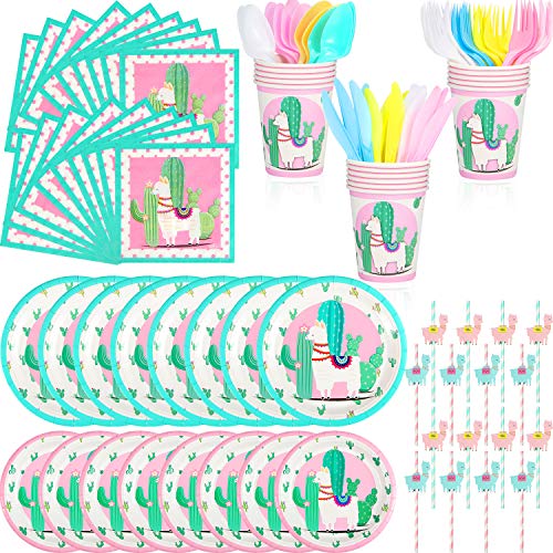 Llama Artículos de Fiesta Juego de Vajilla Desechable Llama Sirve a 16 Personas: Platos, Cuchillos, Cucharas, Tenedores, Tazas, Pajitas y Servilletas, para Llamas, Cactus, Cumpleaños de Fiesta Llama Artículos de Fiesta Juego de Vajilla Desechable Llama Sirve a 16 Personas: Platos, Cuchillos, Cucharas, Tenedores, Tazas, Pajitas y Servilletas, para Llamas, Cactus, Cumpleaños de Fiesta
