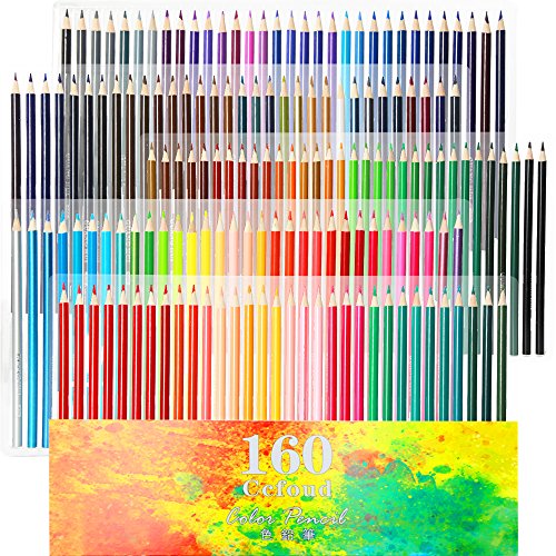 160 Lápices de colores de arte aceitoso para niños y adultos Libros para colorear Obra de arte con borrador y sacapuntas de Ccfoud