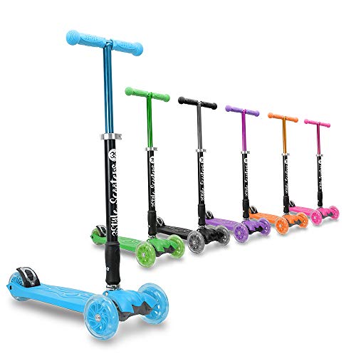 3StyleScooters® RGS-2 Patinete Scooter Tres Ruedas para Niños Niños de 5 Años o Más con Luces LED en Las Ruedas, Diseño Plegable, Manillar Ajustable, Peso Ligero (Azul)