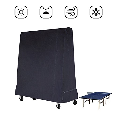 Buzazz - Funda para mesa de ping pong, tamaño completo, impermeable, para interiores y exteriores, color negro (185 x 70 x 165 cm)