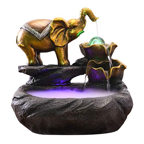 Fuentes de interior Fuente de mesa de elefante, fuente de abrevadero de decoración de elefante - Fuente de agua con luces LED Bola rodante for la decoración de la oficina en el hogar Decoración del ho Fuentes de interior Fuente de mesa de elefante, fuente de abrevadero de decoración de elefante - Fuente de agua con luces LED Bola rodante for la decoración de la oficina en el hogar Decoración del ho