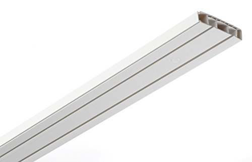 Gardinia - Cortina rieles, plástico, de 2 pistas, color blanco, 120 x 3.75 x 1.5 cm, 1 unidad