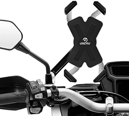 Grefay Soporte para Teléfono Móvil para Motocicleta Inteligente de Acero Inoxidable para Motocicleta Espejo Retrovisor Giratorio de 360 ° para Teléfono Inteligente de 4.0-7.0 pulgadas
