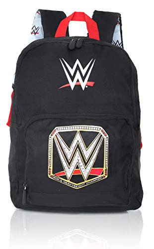 Mochila De WWE Lucha Libre | Bolsa Deportiva De Lona Negra para Niños | Mochilas Infantiles Escolares con Bolsillo Frontal Y Asas Acolchadas | Mercancía Oficial World Wrestling Entertainment