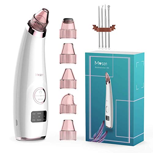 Mosen Limpiador de Poros Succionador de Puntos Negros Limpiador Facial Blackhead Remover Extractor Puntos Negros USB Recargable con Pantalla LED 5 Cabezales y 3 Velocidades (L1) Mosen Limpiador de Poros Succionador de Puntos Negros Limpiador Facial Blackhead Remover Extractor Puntos Negros USB Recargable con Pantalla LED 5 Cabezales y 3 Velocidades (L1)
