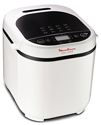 Moulinex OW2101Pain Doré - Panificadora 1Kg, pantalla LCD, 12 programas automáticos, bizcochos, masas, mermeladas y cremas avena, sin gluten, 3 opciones de tostado y peso, incluye libro de recetas