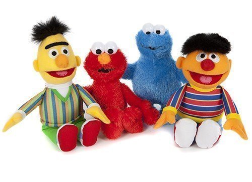 SESAMSTRASSE PELUCHE FIGURINES 4 Lot Bert, Elmo, Ernie, macaron 21cm