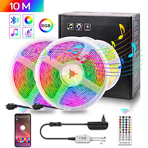 Tiras LED, COOLAPA 10M Bluetooth Tiras de Luces LED Iluminación con 12V 300 LEDS, APP y de Control Remoto, Impermeable IP65, Función Musical, 28 Colores 8 Modos y DIY, Adaptador, Hogar, Jardín Tiras LED, COOLAPA 10M Bluetooth Tiras de Luces LED Iluminación con 12V 300 LEDS, APP y de Control Remoto, Impermeable IP65, Función Musical, 28 Colores 8 Modos y DIY, Adaptador, Hogar, Jardín