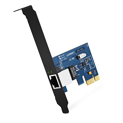 UGREEN Tarjeta de Red Gigabit Ethernet PCI Express 10/100/1000 Mbps con Puerto Gigabit Ethernet RJ45 y Perfil Doble