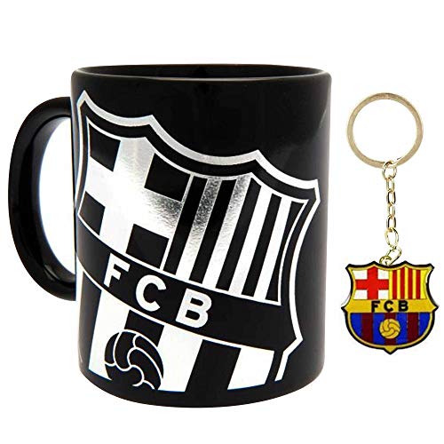 FCB - Juego de taza de cerámica y llavero con escudo del FC Barcelona (La Liga)