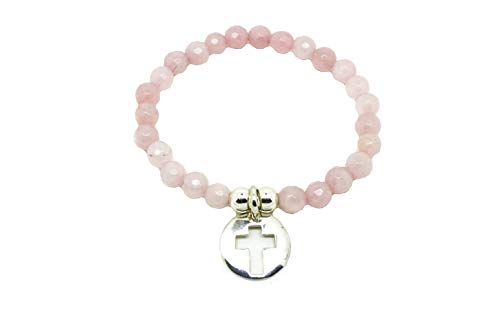 Kokomorocco Pulsera Medalla Cruz de Plata de Ley con Cuarzo Rosa, Regalo comunión, Regalos Originales, enviado con Caja y Bolsa de Regalo Incluido Kokomorocco Pulsera Medalla Cruz de Plata de Ley con Cuarzo Rosa, Regalo comunión, Regalos Originales, enviado con Caja y Bolsa de Regalo Incluido