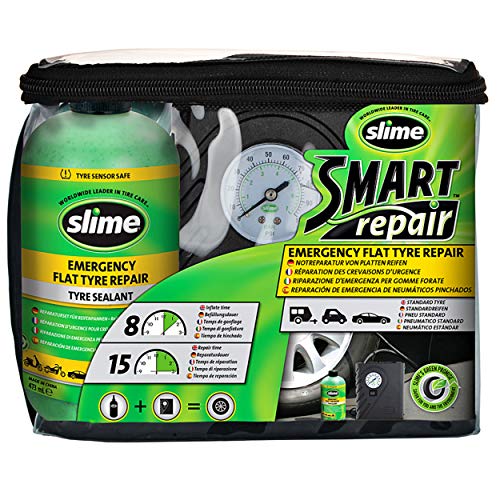 Slime CRK0305-IN Reparación de Pinchazos, Reparación Inteligente, Kit de Emergencia para Neumáticos, Incluye Sellante y Bomba, Apto para Coches y Otros Vehículos de Carretera, Reparación en 15 min