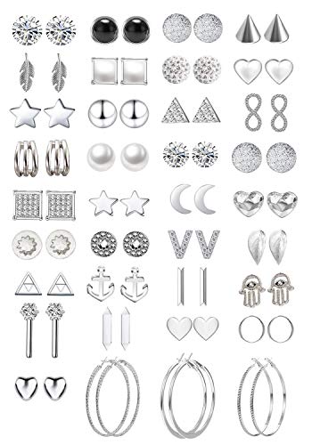 36 pares de aretes de joyería surtidos surtidos con tarjeta para mujeres niñas, juego de aretes de aro simple 36 pares de aretes de joyería surtidos surtidos con tarjeta para mujeres niñas, juego de aretes de aro simple