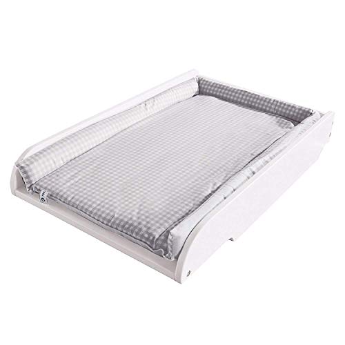 Cambiador roba para cunas de 120cm y de 140cm, con alfombrilla en acabado 'Vichi gris pardo', cambiador de cuna universal lacado en blanco Cambiador roba para cunas de 120cm y de 140cm, con alfombrilla en acabado 'Vichi gris pardo', cambiador de cuna universal lacado en blanco