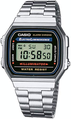 Casio Collection A168WA-1YES, Reloj Rectangular, Unisex, Plateado