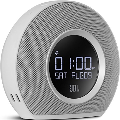 JBL Horizon - Radio Despertador de doble alarma inalámbrico Bluetooth con puerto de carga USB y Luz LED Ambiental Despertar de Amanecer, color blanco