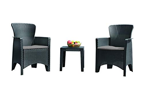 KitGarden - Conjunto Balcón/Terraza Plegable, 2 sillones + 1 mesa, Gris Imitación Ratán, Aroa KitGarden - Conjunto Balcón/Terraza Plegable, 2 sillones + 1 mesa, Gris Imitación Ratán, Aroa