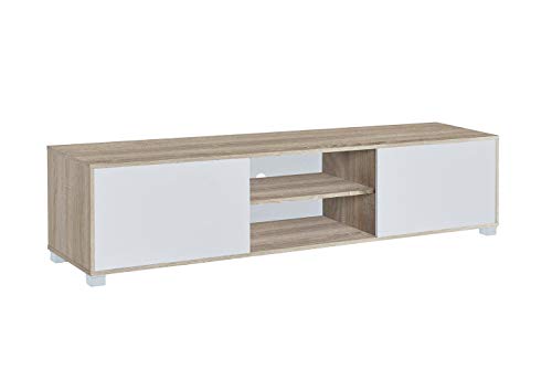 Myoshome - Mueble TV Salon Mesa para TV Color Roble y Blanco 180 x 40 x 41 cm Atenea