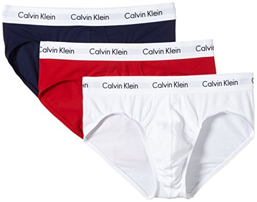 Calvin Klein Cotton Stretch-3er pantalones térmicos, Multicolor (I03 White, Red ginger, Pyro blue), Large (Pack de 3) para Hombre