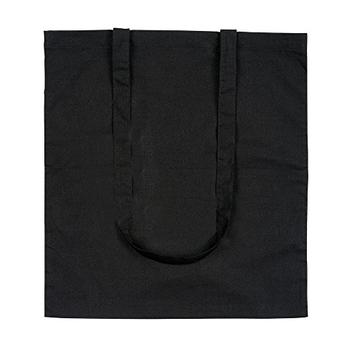 eBuyGB - Lote de 10 bolsas de algodón para la compra y la playa, 42 cm, Negro (Negro) - 1206003-10a