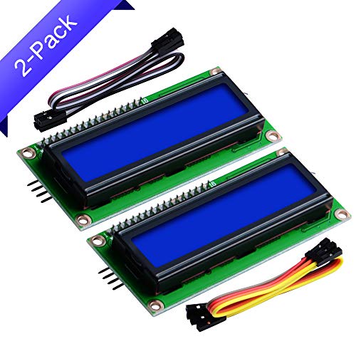 GeeekPi 2-Pack I2C 1602 Módulo de Pantalla LCD 16X2 Caracteres Serial Módulo LCD para Raspberry Pi Arduino STM32 Proyecto DIY Fabricante Nanopi BPI Tinker Board IoT Internet of Things