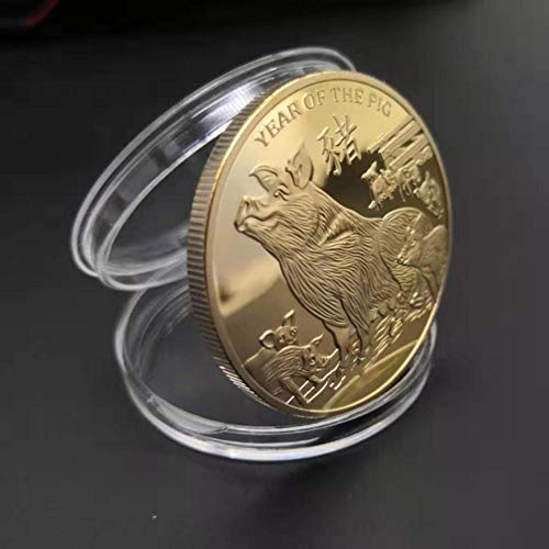 Moneda Australia Animal Challenge Año de Cerdo Moneda Conmemorativa Plateada Moneda de Plata Isabel II para Colección, D