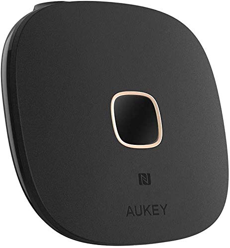 AUKEY Receptor Bluetooth 5, Adaptador Audio Inalámbrico con NFC y Manos Libres para Sistemas de Audio Domésticos y de Coche (Negro)
