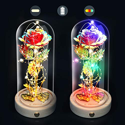 E-MANIS La Bella y la Bestia Rosas,Lámina de Oro Rojo Rosa en Cúpula de Cristal 2 Modos de Luz con Cuentas Doradas en Base de Madera para Navidad,San Valentín y Otros Festivales Regalo Romántica E-MANIS La Bella y la Bestia Rosas,Lámina de Oro Rojo Rosa en Cúpula de Cristal 2 Modos de Luz con Cuentas Doradas en Base de Madera para Navidad,San Valentín y Otros Festivales Regalo Romántica
