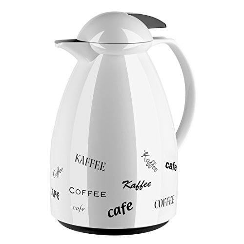 Emsa Tango - Jarra isotérmica (1 L), diseño de Palabra café en Varios Idiomas, Color Blanco y Negro