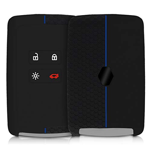 kwmobile Funda de Silicona Compatible con Renault Llave de Coche Smart Key de 4 Botones (Solo Keyless Go) - Carcasa Suave de Silicona - Case Mando de Auto Negro/Azul kwmobile Funda de Silicona Compatible con Renault Llave de Coche Smart Key de 4 Botones (Solo Keyless Go) - Carcasa Suave de Silicona - Case Mando de Auto Negro/Azul