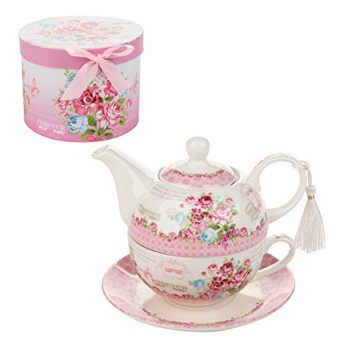 London Boutique - Juego de té para una Tetera (Porcelana), diseño Vintage de Flora y Rosa