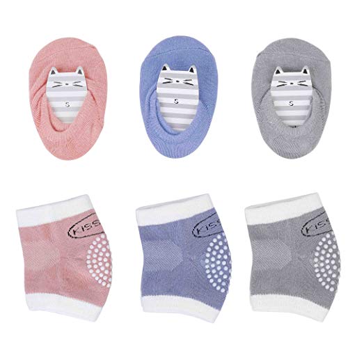 QH-shop 3 Pares Rodilleras para Bebés y 3 Pares Calcetines con Silicona Antisdeslizantes Almohadillas para Niño Rodilla Codo Almohadillas Leg Warm 0-24 Meses QH-shop 3 Pares Rodilleras para Bebés y 3 Pares Calcetines con Silicona Antisdeslizantes Almohadillas para Niño Rodilla Codo Almohadillas Leg Warm 0-24 Meses