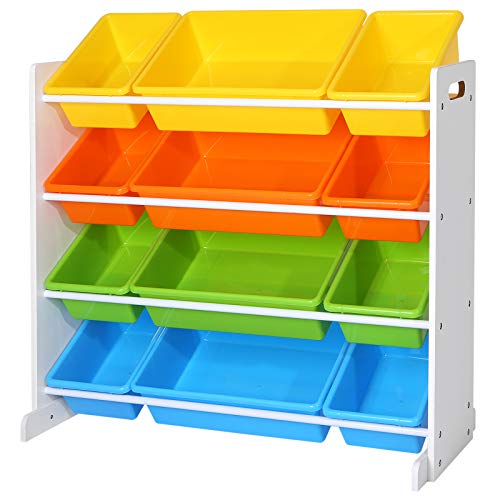 SONGMICS Estantería para Juguetes, Libros, Organizador para Habitación Infantil, 12 Cajas de Colores, GKR04W