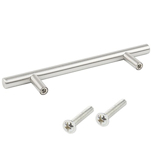 TRIXES Paquete de 20 Manijas en Forma de T en Acero Inoxidable para Cajones Puertas de Gabinete o Cocina - 150 mm de ancho; Centros 96mm - Tiradores Cocina