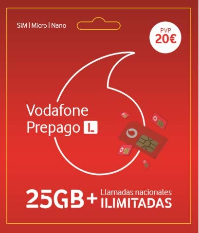 Vodafone Prepago L 40 GB (25GB + 15GB Gratis) + Llamadas ilimitadas Nacionales