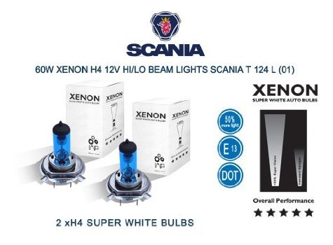 60W XENON H4 12V HI/LO BEAM LIGHTS SCANIA T 124 L (01)