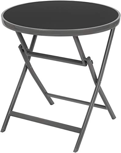 BRUBAKER Mesa Auxiliar O de Comedor Milano - Mesa de Cristal Redonda Plegable como Mesa de Jardín - 70 cm de Diámetro - Aluminio - Resistente A La Intemperie - Gris Plateado BRUBAKER Mesa Auxiliar O de Comedor Milano - Mesa de Cristal Redonda Plegable como Mesa de Jardín - 70 cm de Diámetro - Aluminio - Resistente A La Intemperie - Gris Plateado