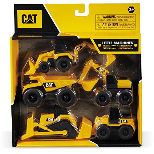 Mondo Motors-Caterpillar CAT Little Machines - Lote de 5 vehículos de construcción, color amarillo/negro, 25511, varios , color/modelo surtido