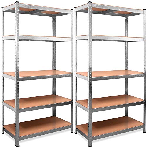 Nyana Home | Set de 2 Estanterías Metálicas Galvanizadas | 875Kg 5 Baldas | Medidas 180 x 90 x 40cm Nyana Home | Set de 2 Estanterías Metálicas Galvanizadas | 875Kg 5 Baldas | Medidas 180 x 90 x 40cm