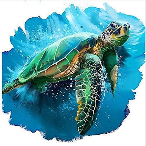 Para adultos Niños principiantes Tortugas marinas Enormes muebles para el hogar con pincel Fantasía Pintura por números 40X50 cm-With Frame