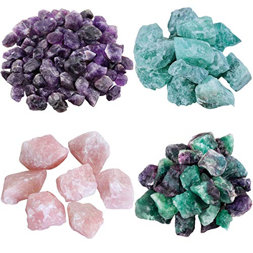 TANGGER 400g Fluorita Natural Cristal Fluorita Verde/Piedra de Cristal de Cuarzo Rosa Natural/Amatista Piedra Natural/Fluorita Colorida,Piedra Decorativa Pecera Fluorita Natural