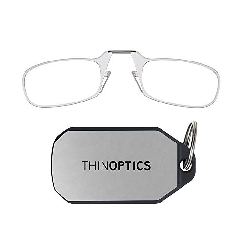 ThinOptics Las gafas de lectura con el llavero, Graduación de 2,00 dioptrías, Montura transparente