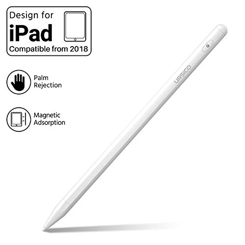 URSICO Lápiz Táctil Stylus Pen 2. Generación para iPad, Punta Fina 1.7 mm con Rechazo de Palma Adsorción Magnética Lápiz iPad para iPad 6/7Gen, iPad Air 3Gen, iPad Mini 5.Gen, iPadPro 11/12.9(3/4Gen)
