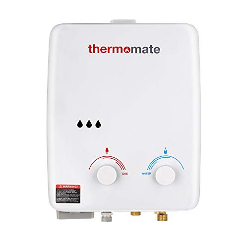 Calentador de Agua a Gas, thermomate AZ132 5L Ducha de Gas Propano Instantáneo, Intercambiador de Calor de Cobre Puro, uso para Caravana, Camping, Barco