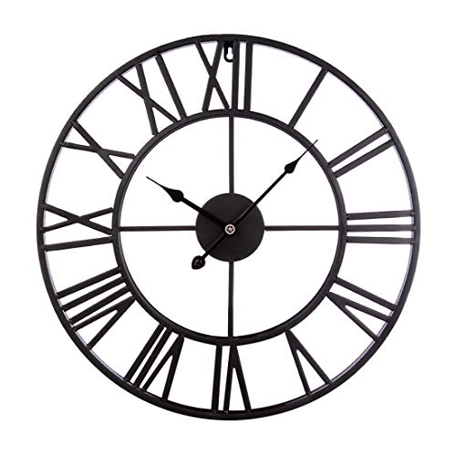 CT-Tribe Reloj de Pared Moderno, 47cm Hierro Reloj Moderno Decoración Adorno para Hogar Habitación - Negro
