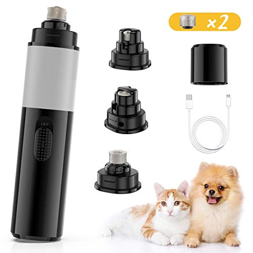 Hommie Cortauñas para Perros y Gatos, Lima de Uñas Eléctrica Mascotas de 2 Velocidades-6500/8500RPM, Cortauñas Profesional de 40db,14H Batería Durable Recargable,3 Puertos para Diferentes Mascotas